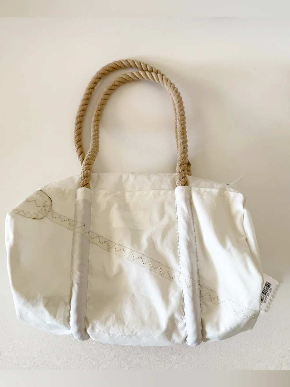 Sea Bags Maine Sailcloth Tote with Red Graphic Rope Handles Summer Nautical NWT